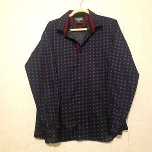LAMASINI...BURGUNDY-BLUE LONG SLEEVE BUTTON UP SHIRT..SIZE:XL